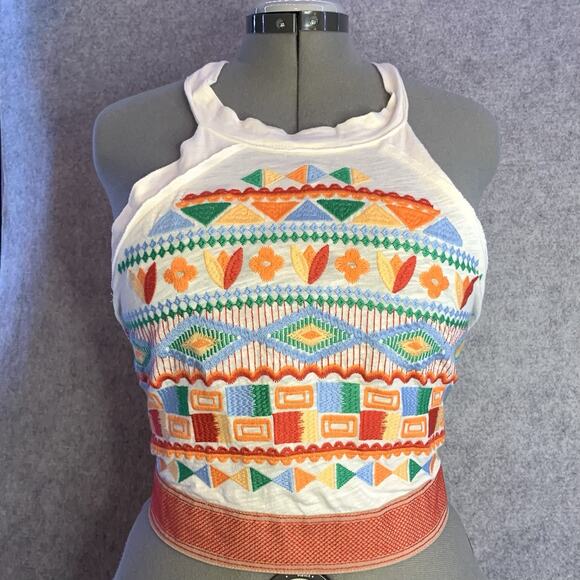 Altar'd State Women's Embroidered Aztec Halter Crop Top, Size XS, Fits Like S-M - Picture 3 of 11